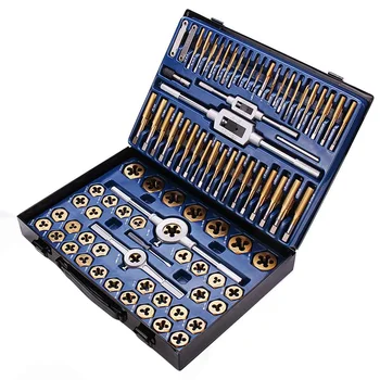Online Drillpro 86Pcs/set Multifunction Tungsten Steel Plating Titanium SAE Tap And Die Set Combination Metric Tools Kit