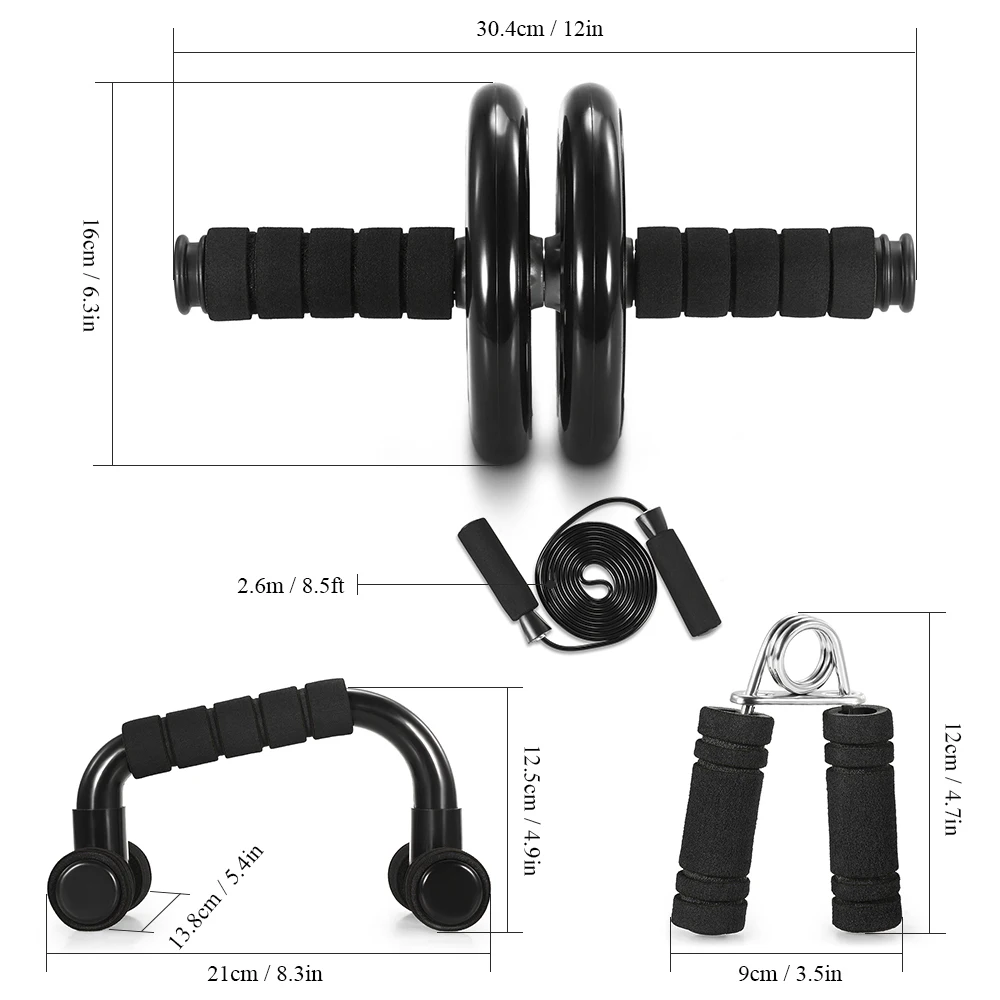 5 In 1 AB Wheel Roller Kit With Push Up Bar Jump Rope Hand Gripper Knee Pad 5 In 1 AB Wheel Roller Kit With Push Up Bar Jump Rope Hand Gripper Knee Pad