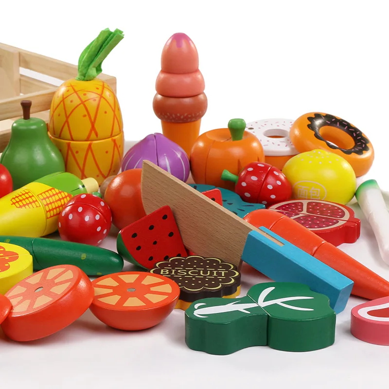 

[Product] Wooden Magnetic Cut Fruit Toy Children Play House Simulated Vegetables Cutting GIRL'S And BOY'S Earnestly
