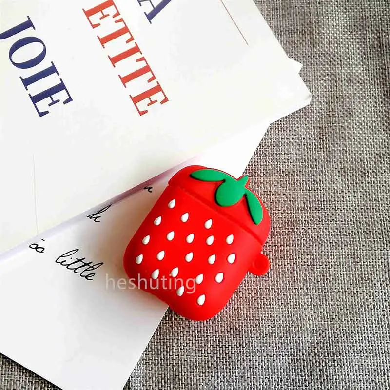 Strawberry Милый мультяшный беспроводной Чехол для наушников для Apple AirPods силиконовый чехол для зарядки наушников Защитный чехол для AirPods - Цвет: Strawberry