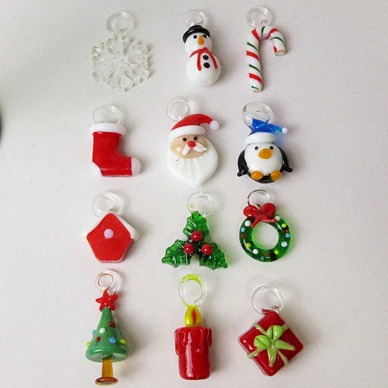 Handmade Murano glass crafts Christmas tree Figurines ornaments home decor simulation Christmas tree with 12 pendant accessories - Цвет: Зеленый