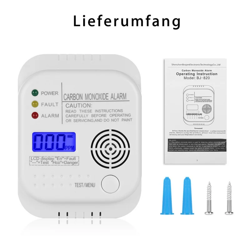 new CO carbon monoxide detector detector alarm alarm sensor for home security warns both acoustically and optically