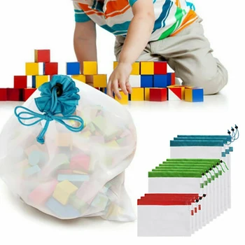 

New 6/9/12/15 PCS/set Reusable Mesh Produce Bags Washable Fruit Vegetable Storage Shopping Eco Friendly for Storage Fruit Bag