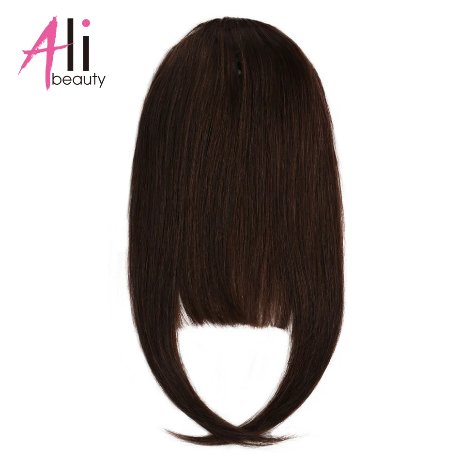 Али-красивые, натуральные волосы челки бразильский парик сделал Remy бахрома наращивание волос 3 клипсы в