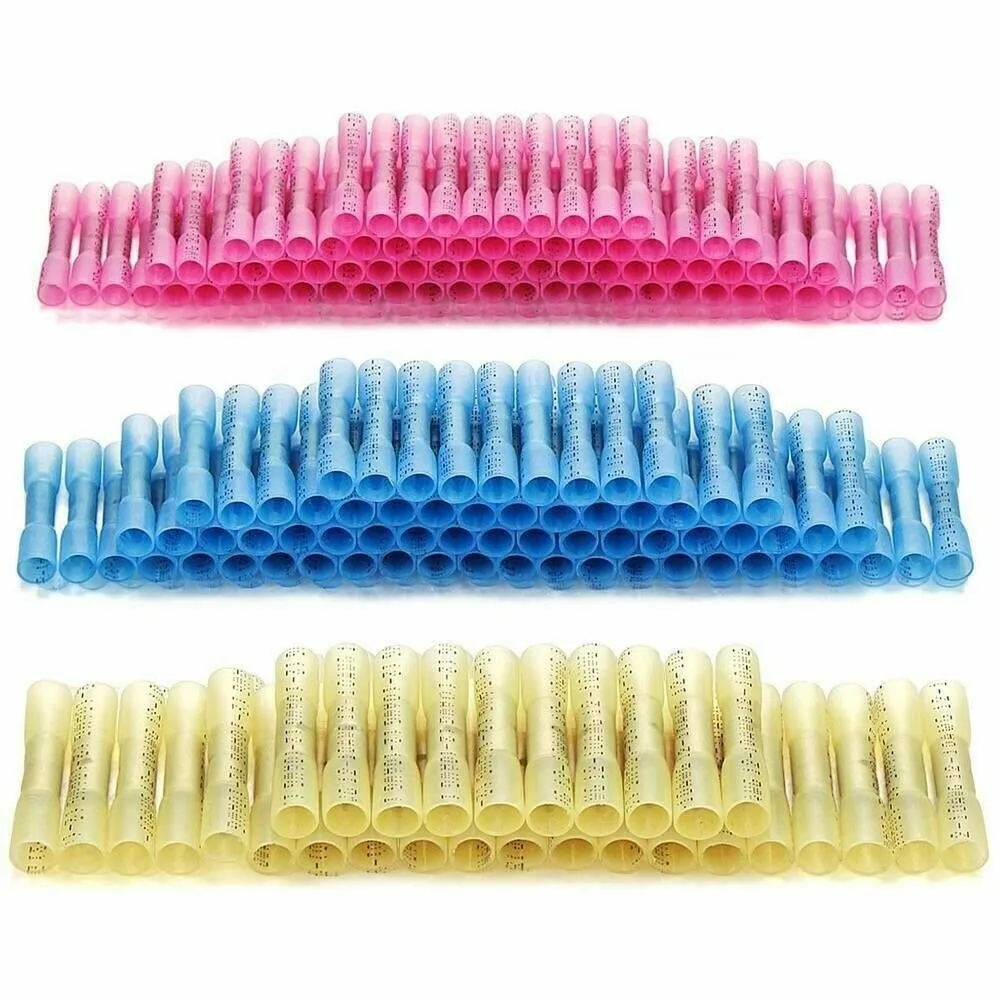 

300/200/120X AWG 22-10 Waterproof Heat Shrink Butt Connectors Electrical Splice Cable Crimp Terminals Wire Connector Assortment