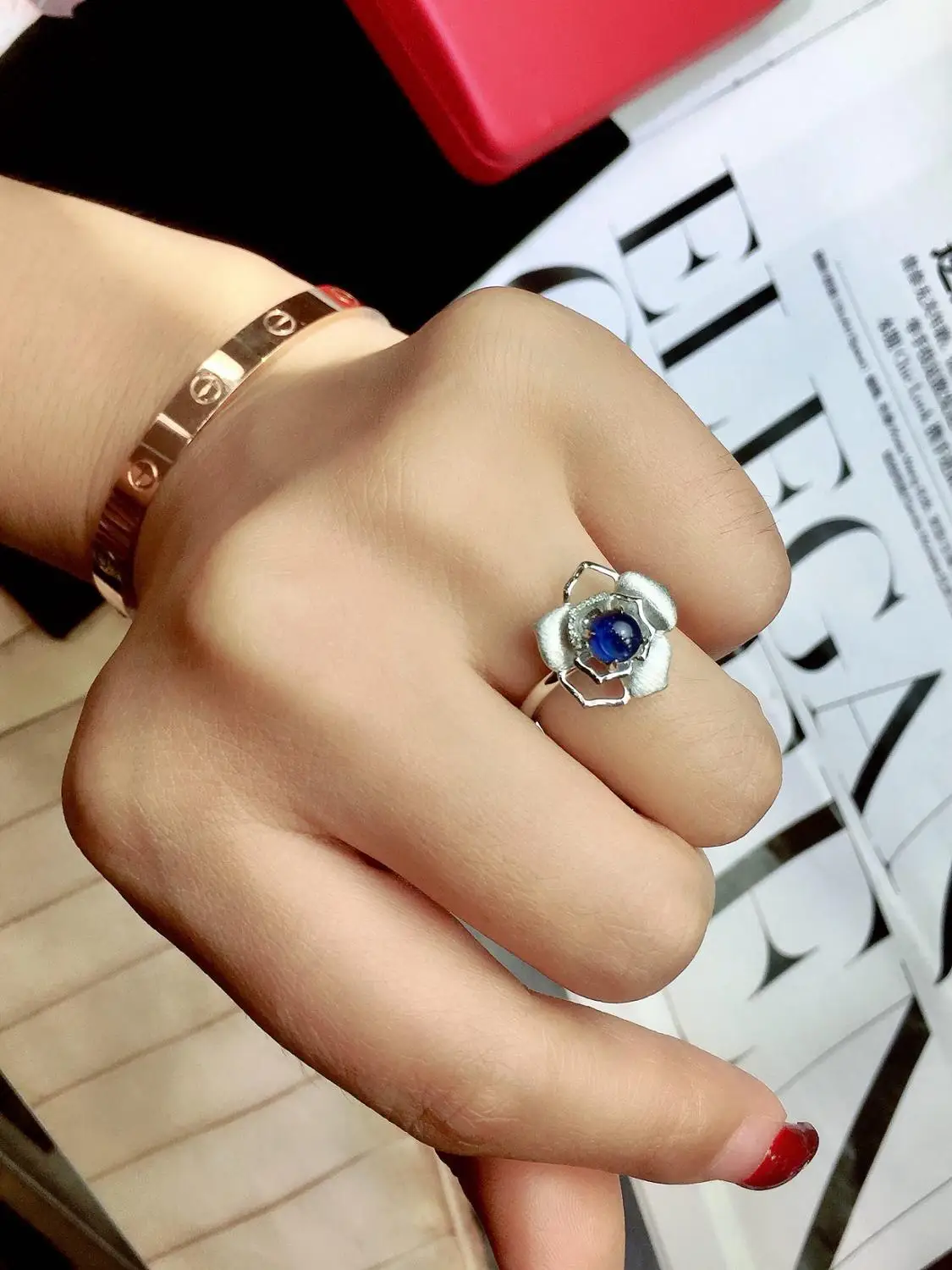 Настоящие хорошие драгоценности 18 к белое золото натуральный 0.85ct драгоценный камень, синий сапфир бриллианты камень женское кольцо для женщин кольца