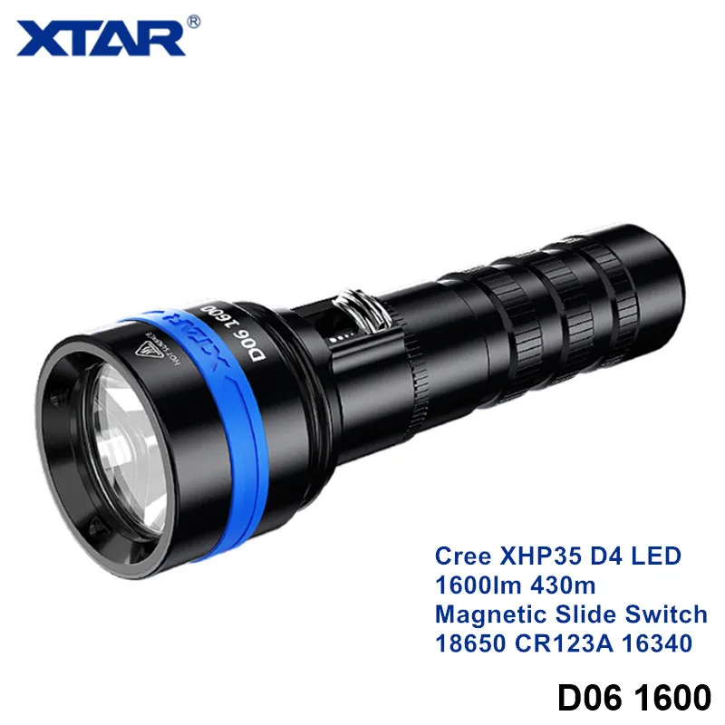 Магнитный скользящий переключатель Xtar D06 подводный фонарик для фотографии Cree XHP35