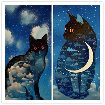 

5D DIY Diamond Painting animal Cat Rhinestones Pictures Diamond Embroidery Animal Mosaic Moon Wall Art Decoration Holiday gift