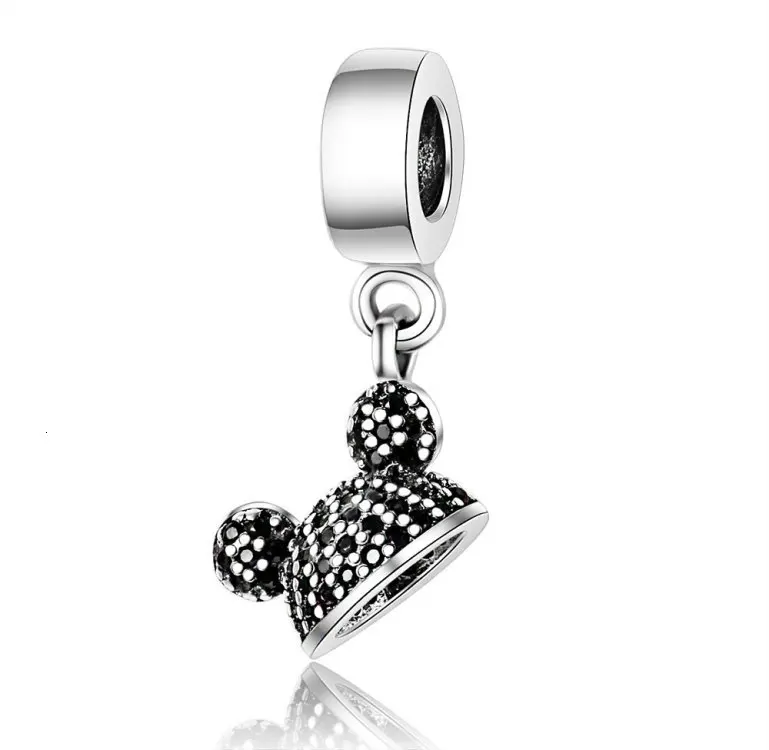 Подлинное 925 пробы серебро Disne мультфильм милый шляпа Микки и Минни Маус уха Очаровательная подвеска из бусин на крючках, соответственные Пандоре обаятельные браслеты ювелирные изделия - Окраска металла: PD439