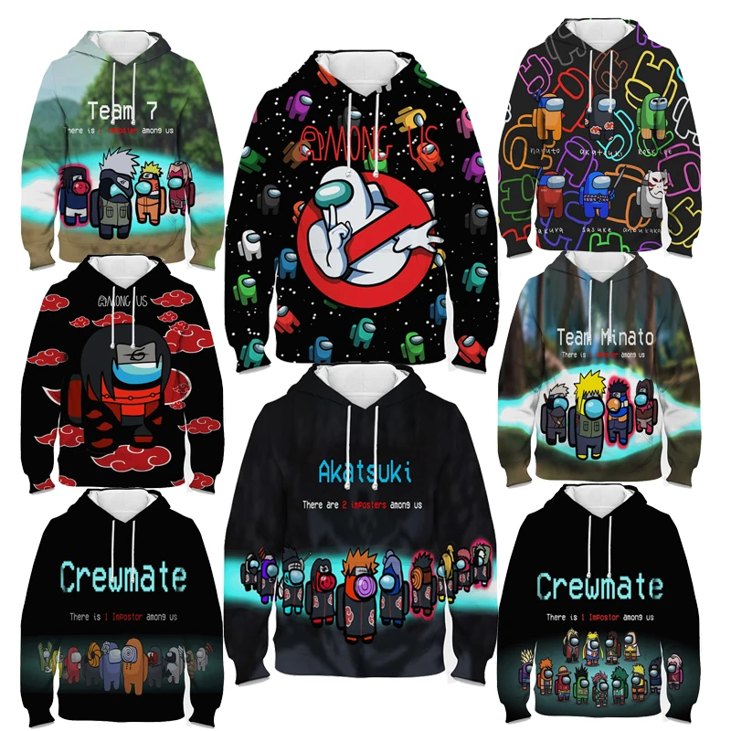 

Akatsuk Among Us Hoodies Sasuke Natsu 3D Kids Boys Girls Sweatshirt Super Mairo Long Sleeve Demon Slayer Fairy Tail Hooded