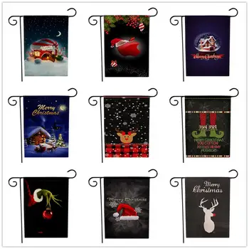

Christmas Garden Flag Christmas Double Printed Banner Xmas Black Garden Hanging Flag Decor 2021 Merry Christmas Decor For Home