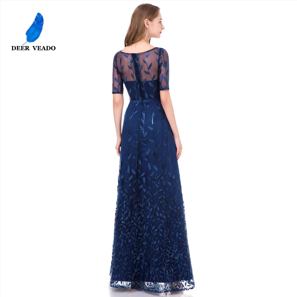 Женское длинное вечернее платье с принтом листьев DEERVEADO модель M212D|gown pattern|evening
