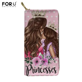 

FORUDESIGNS Cute Super mama Print Wallet for Women Luxury Mom Princess PU Purses Waterproof Travel Money Bag Card Holder Cases