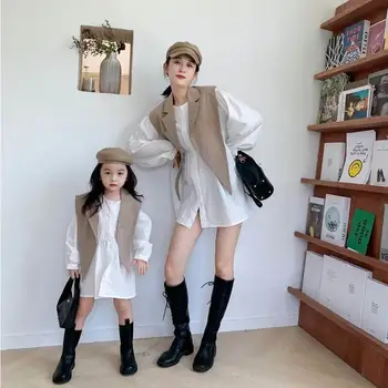 

Family Matching Outfits Mother Daughter blouse suit shawl +Shirt skirt 2pcs set Parent-child Family Matching Clothes QE012