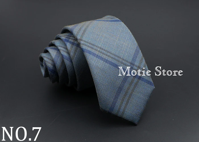 Herren-Krawatten, 6 cm, klassisches Polyester, handgefertigt, schmale Krawatten, gestreift, schmaler Kragen, schmal, schwarz, grau, blau, lässig, karierte Krawatte, Geschenk – Detail 8