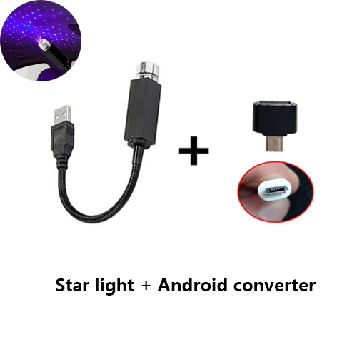 Blue Android Мини-светодиод машины USB светильник крыша Звезда Ночной Светильник s проектор интерьерная лампа окружающая атмосфера Galaxy декоративный светильник s USB штекер - Испускаемый цвет: Blue Android