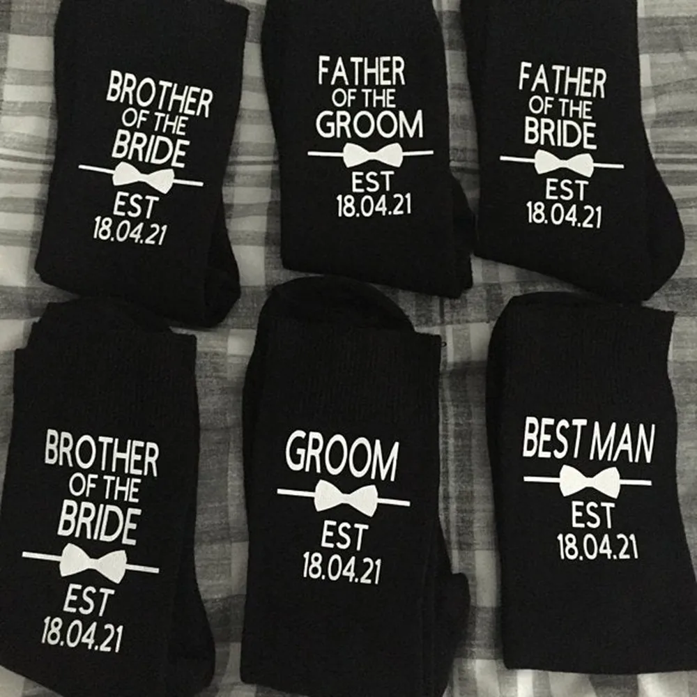 New Personalized Groom Socks Father Of The Bride Best Man Groomsman Wedding Party Socks Custom