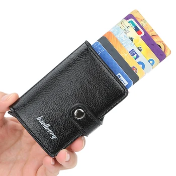 

Beallerry RFID Aluminium Credit Card Holder PU Leather Card Wallet Card Holder for Men Women Automatic Pop Up Card Case