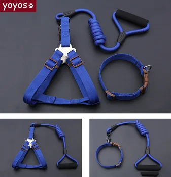 

Dog Traction Rope Solid Color Chest Strap Collar Three-Piece Set Climbing Round Rope Safety Traction Rope Teddy Dog Accessories