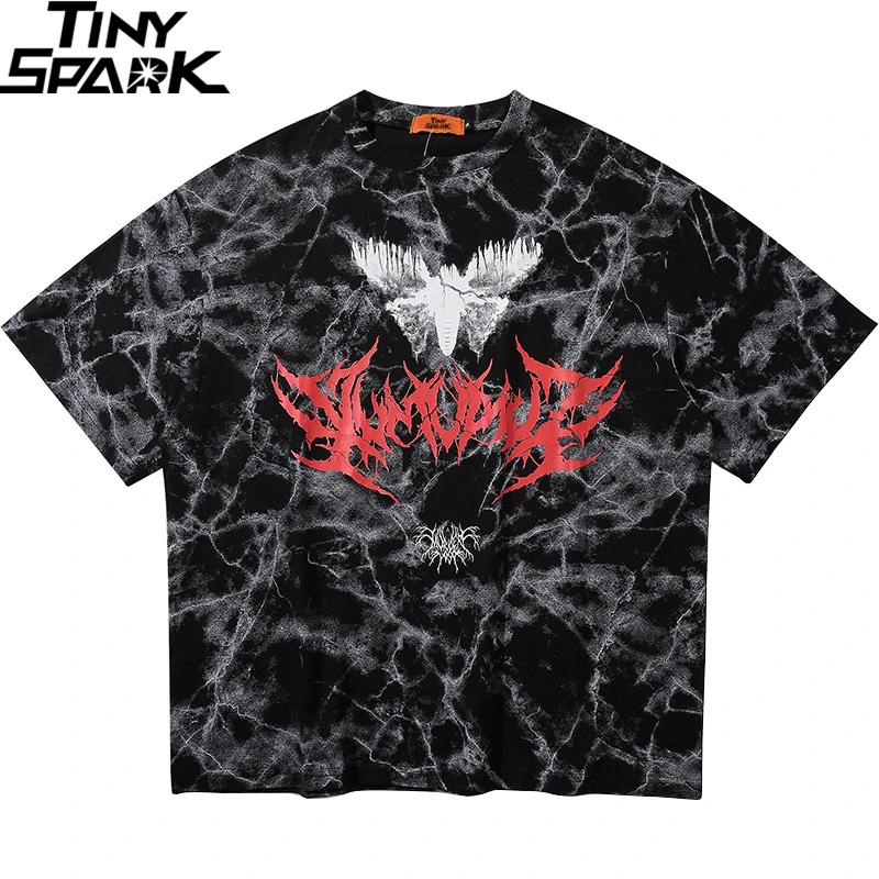 Hip-Hop T-Shirt Street-Wear Summer Clothes Dark-Style Cotton Short-Sleeve Loose New