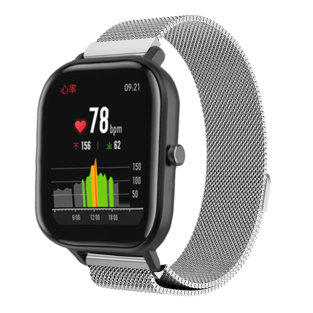 20 мм Миланский ремешок для часов для Xiaomi Huami Amazfit GTS/GTR 42 мм/Bip Lite браслет для смарт-часов мода Замена Correa