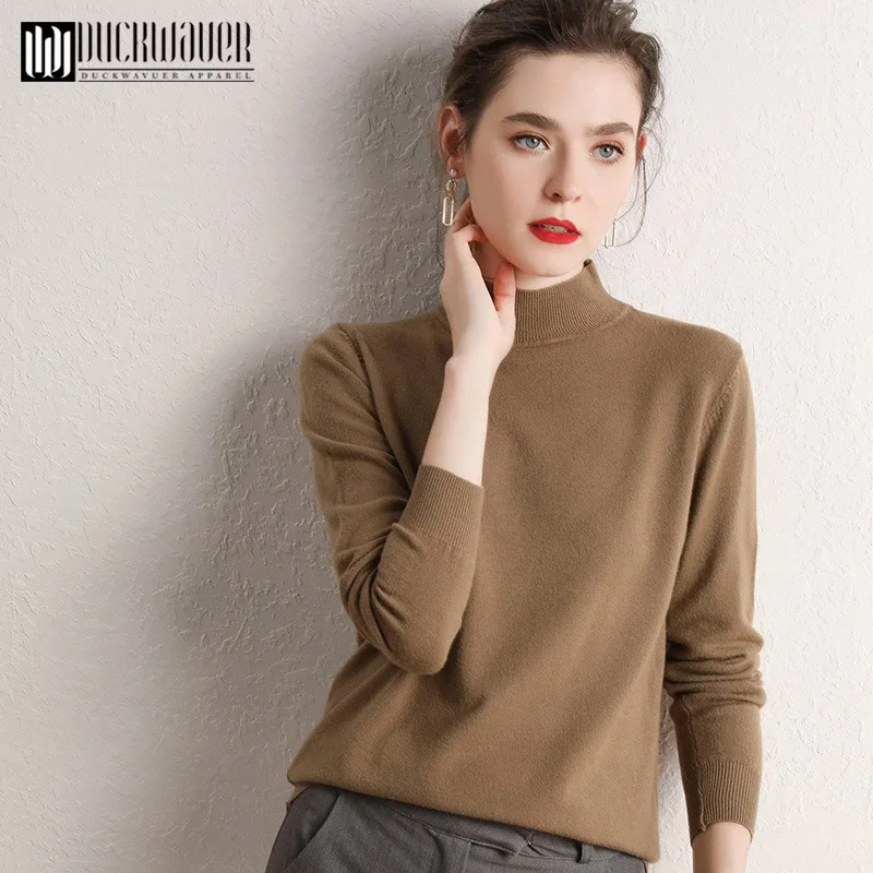 Duckwaver 2020 Autumn and Winter New Cashmere Sweater Women High Collar Pullover Fashion Warm Bottom Arrival | Женская одежда