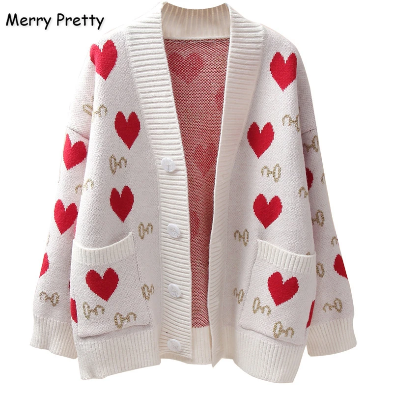Женский вязаный кардиган с карманами MERRY PRETTY однобортный свободный свитер
