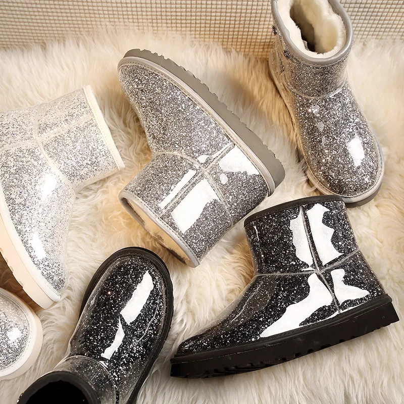 

snow boots female 2019 winter waterproof Genuine Leather ankle boots for women Wool boots fur boots luxury designers warm shoes