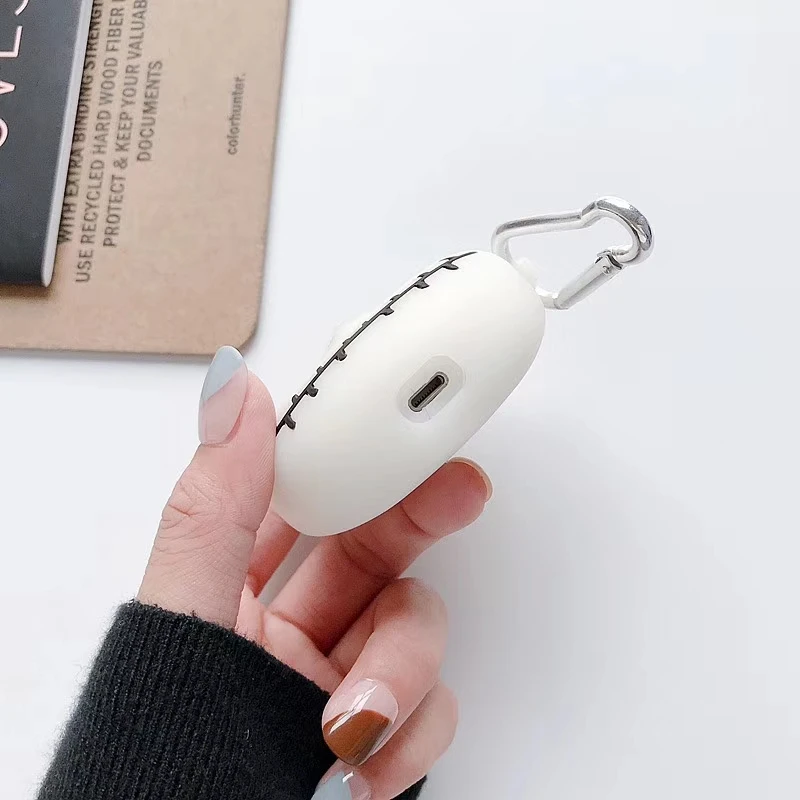 Светящийся силиконовый чехол для наушников на Хэллоуин для Apple Air Pods 1/2, чехол для наушников с рисунком страшного Призрака с крючком