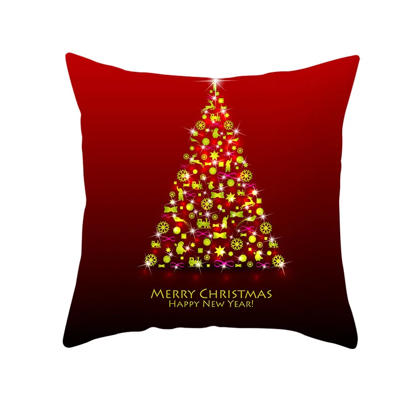 Fuwatacchi Red Printed Cushion Cover Christmas Gift Decorative Pillow Covers for Home Sofa Polyester Throw Pillowcases 45*45cm