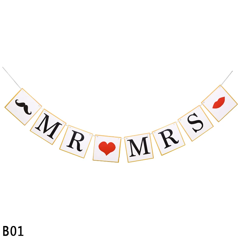 B01 mr mrs banner Сделай Сам свадебный фото стенд Опора забавная маска невесты, чтобы быть Фото Опора любовь сердце воздушный шар из фольги Свадебные девичник вечерние украшения - Цвет: B01 mr mrs banner