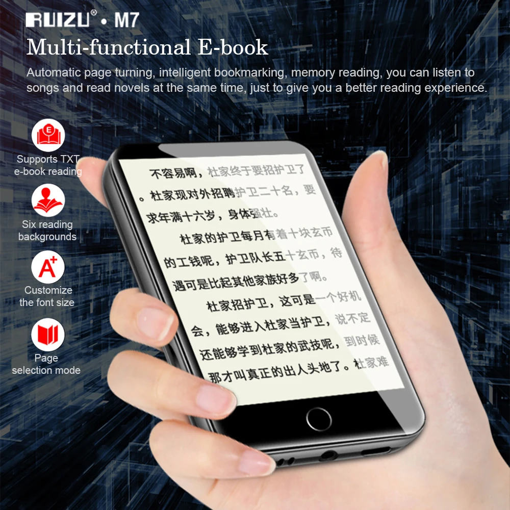 RUIZU M7 mp3 плеер 2 8 дюймовый полноэкранный Портативный Hi Fi музыкальный FM радио