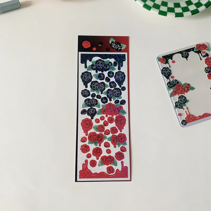 1Pc Ins Gradient Laser Rose Series Decoration Laser Stickers Scrapbooking Hand Account Cute Stationery Sticker School Suppliesr