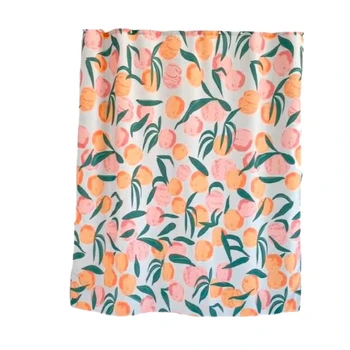 

Shower Curtain Bathroom Waterproof Shower Curtain Modern Fresh Fruit Peach Art Decoration