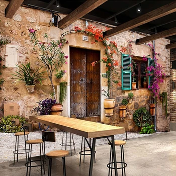 

Custom 3D Photo Wallpaper European Street View Retro Nostalgic Bar KTV Cafe Restaurant Living Room Decoration Wall Paper Mural