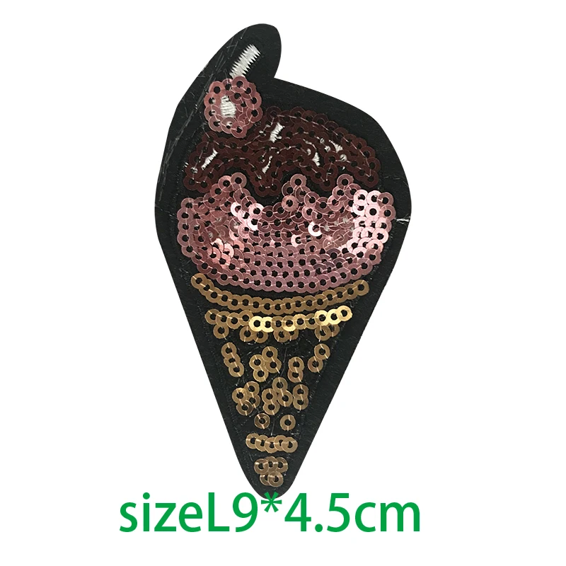 9x4.5cm 1pcs 1 шт. расшитое блестками мороженое, вышитые нашивки в виде бананов для одежды DIY нашивки в полоску наклейки для одежды железные нашивки значки - Цвет: 9x4.5cm 1pcs