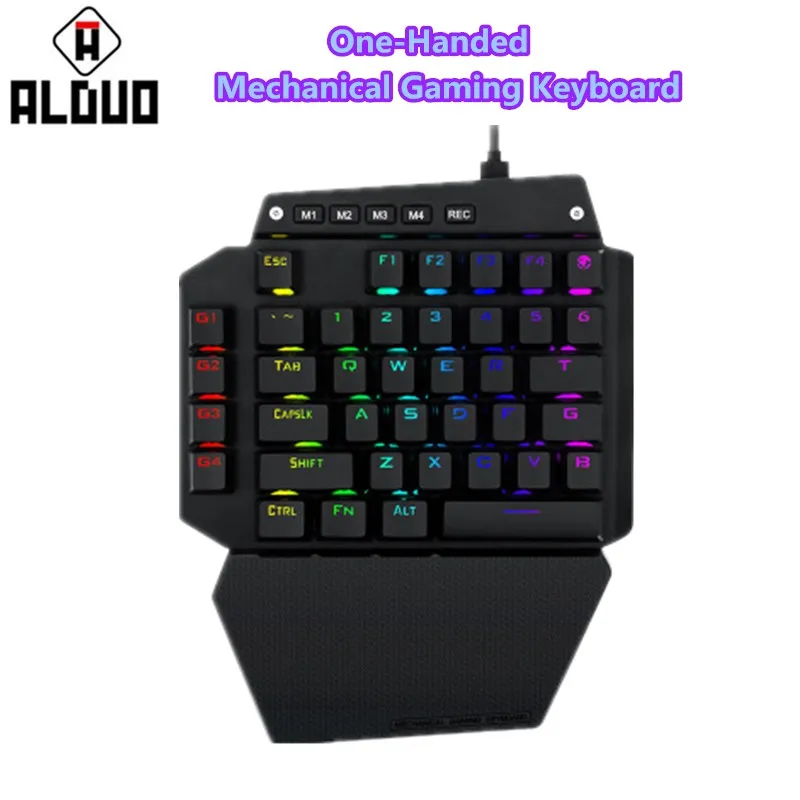 ALANGDUO Механическая игровая клавиатура с одной рукой портативная RGB светодиодная
