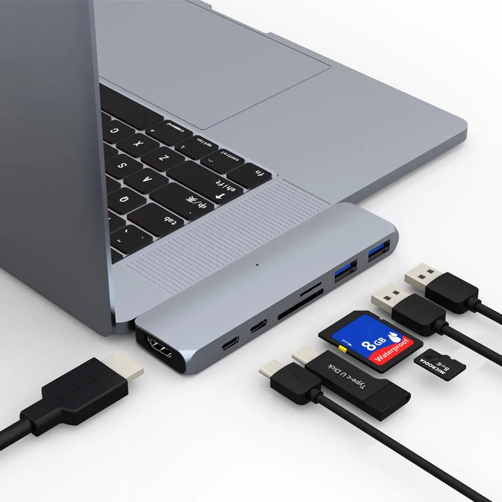 Двойной USB C до 4K HDMI 2 USB 3,0 SD/TF кардридер 2 type c 7 в 1 концентратор адаптер