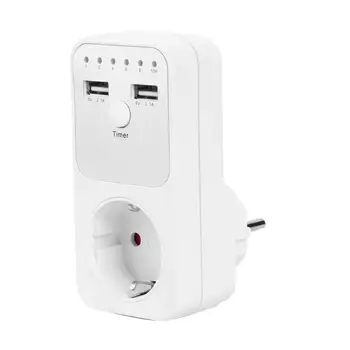

Dual USB EU Plug Timing Socket Timer Switch Countdown Outlet Controller