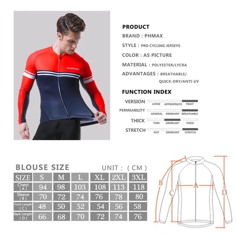 PHMAX Pro Велоспорт Джерси дышащий с длинным рукавом велосипедная одежда Maillot Ropa Ciclismo Велосипедный спорт спортивная мужская велосипедная одежда