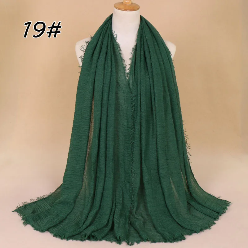 190X100 см женский хлопковый популярный простой шарф-шаль, мусульманский хиджаб, повязка на голову, популярные шарфы - Цвет: 19