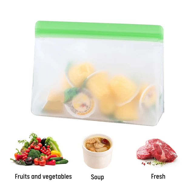 Food Storage PEVA Containers Set Stand Up Fresh Bags Zip Silicone Reusable Lunch Fruit Leakproof Cup Freezer Vegetable Cup Bowl