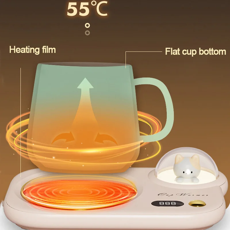 New Smart Thermostatic Coaster Cute Rabbit Mug Warmer Set Cup