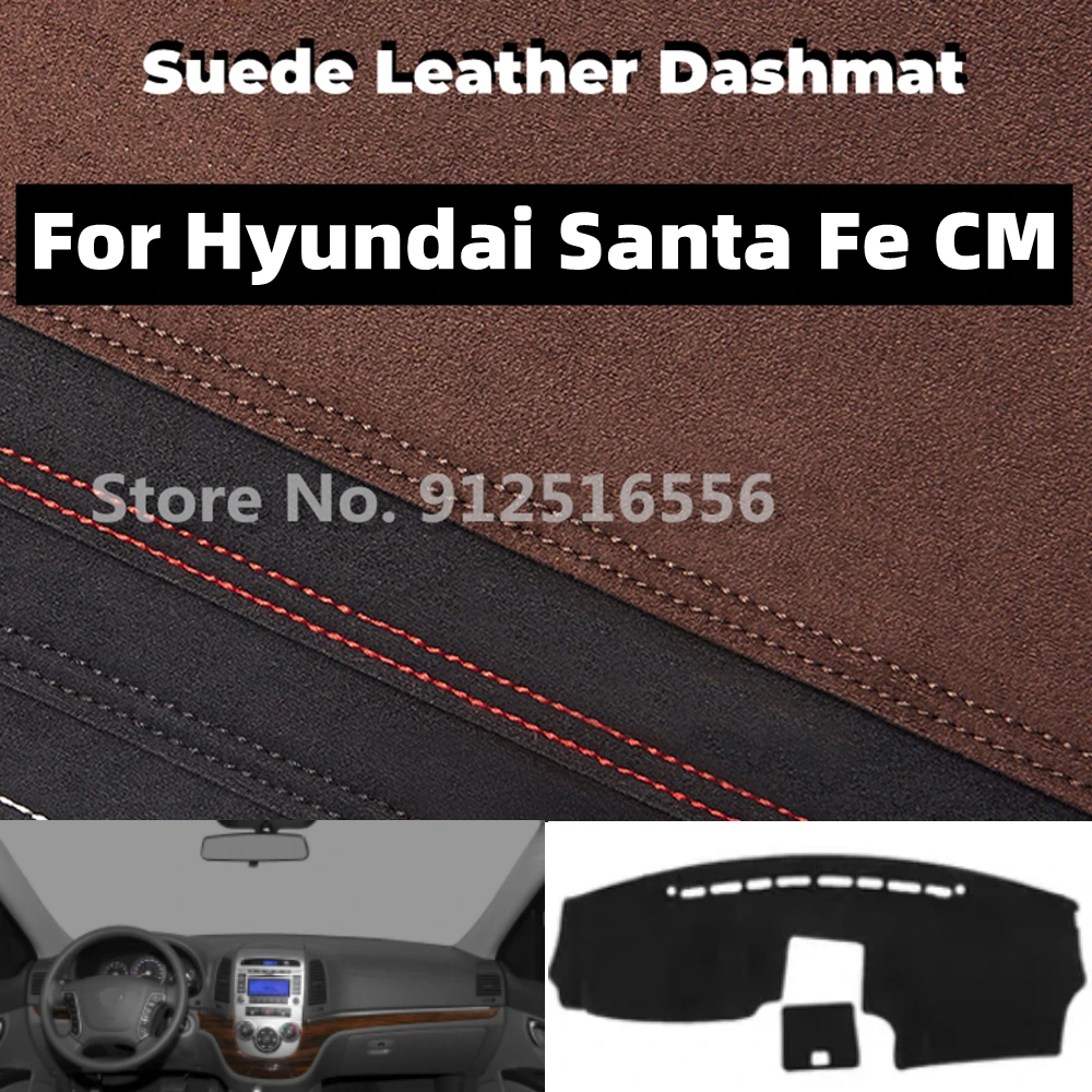 For Hyundai Santa Fe CM 2007 2012 2008 2009 Car Suede Leather Dashmat