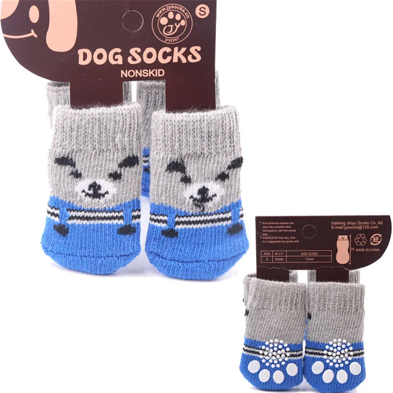1set/4pcs Christmas New Year Cartoon Pet Socks Soft Cotton Cute Non-slip Warm Dog Sock for Dog Teddy Cat Pet Supplies