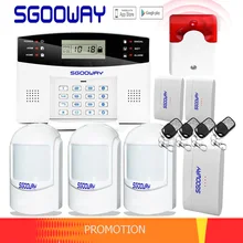 Sgooway Беспроводной домашней безопасности GSM сигнализация Системы удаленного Управление Автодозвон дым ПИР Дверь Сенсор Siren Сенсор комплект