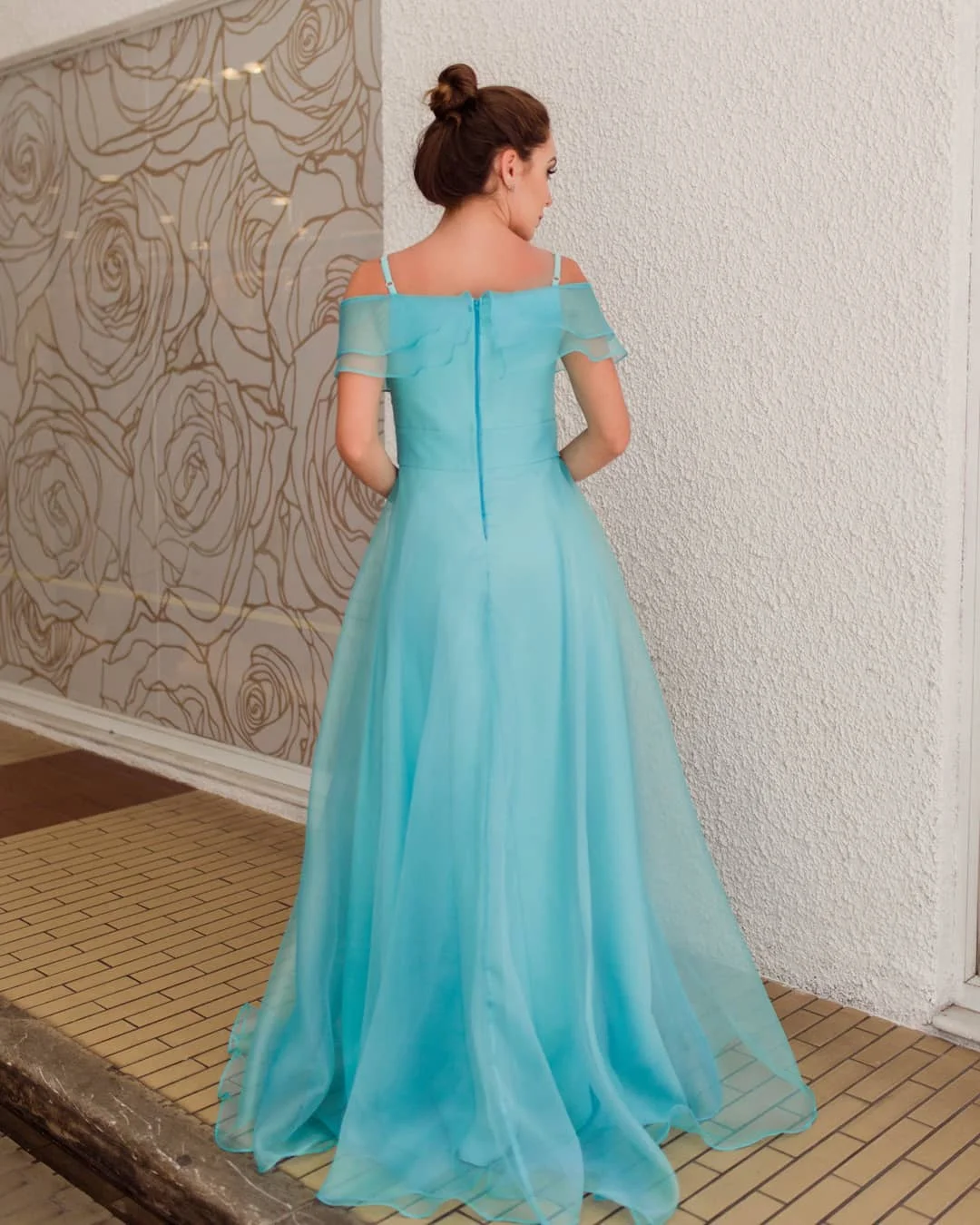 HONGFUYU A-line Long Prom Dresses Women's Chiffon Party Dresses Simple Evening Gowns Spaghetti Straps Floor Length Formal Prom