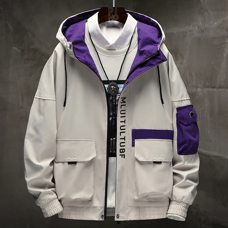 Promotion 2019 Zipper Men Jackets Autumn Winter Casual Coats Bomber Jacket Scarf Collar Fashion Hooded Male Outwear Slim Fit Hoody