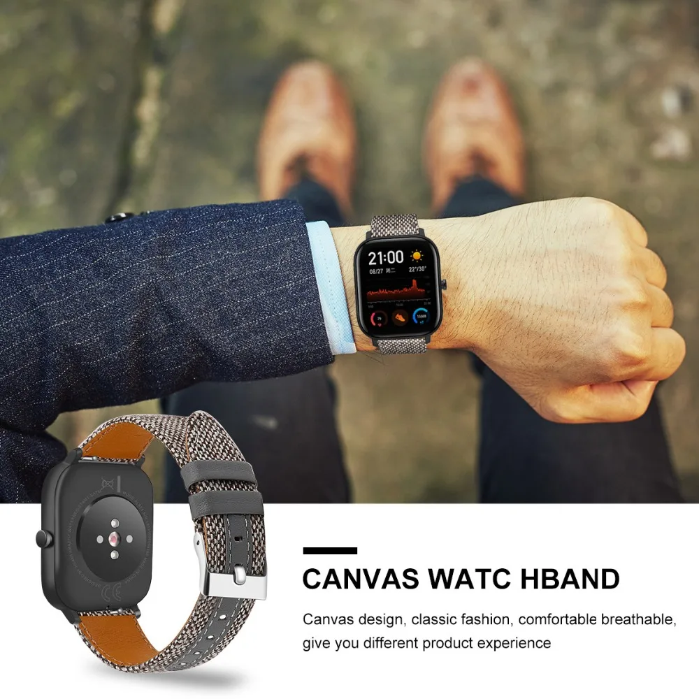 20 мм 22 мм холщовый ремешок для часов Huami Amazfit GTS нейлоновый быстросъемный ремешок браслет для Amazfit GTR 42 мм 47 мм Amazfit BIP полосы