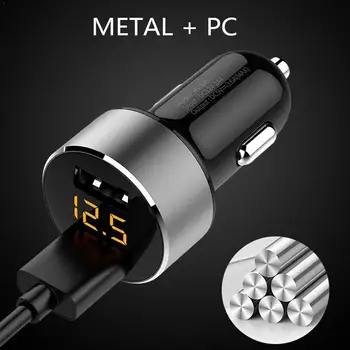 

1pcs Car Charger Dual USB Fast Charging digital display Lighter Cigarette Charger Car Phones For Iphone test Car pressure U D7Q7
